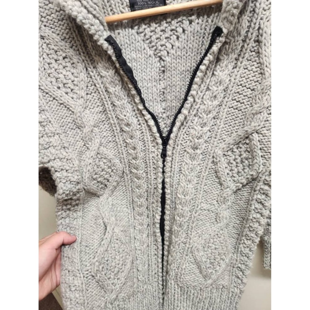 Otavalo Native American Wool Knit Zip Cardigan Sweater Handmade Ecuador - Picture 2 of 3